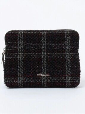 3.1 Phillip Lim Plaid Tweed Zip Clutch Pouch - Black & Gray Brown Pristine